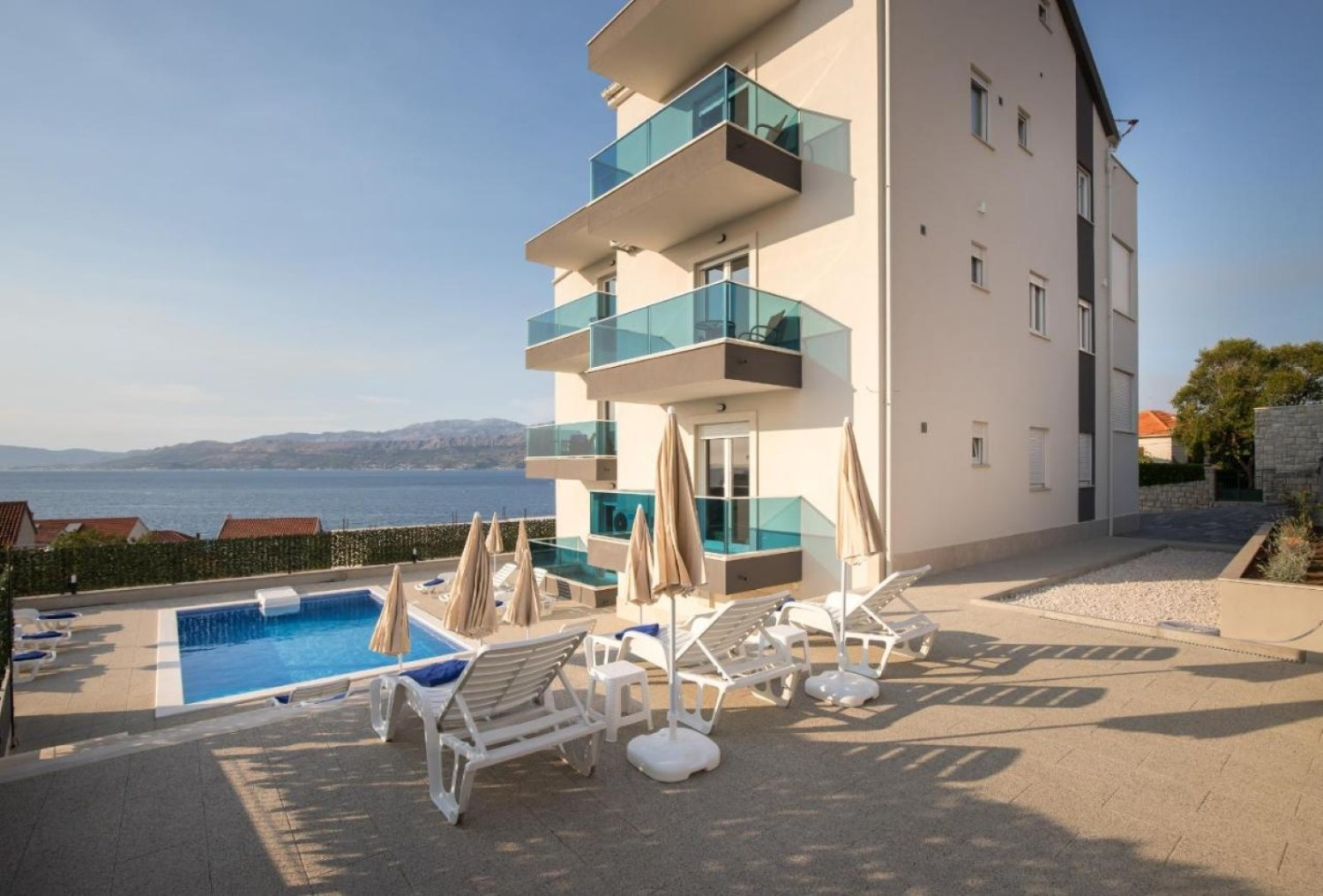 Apartment Dragan - with pool and seaview: A2 Postira, Island Brac 0