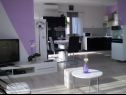 Apartments and rooms Mit - 100m to the sea: A1(4) Crveni, SA2(2) Zeleni, A3(4) Zuti, A4(2+2) Purple, A5(4+2) b&w, R1(2) Biograd - Riviera Biograd  - Apartment - A4(2+2) Purple: living room